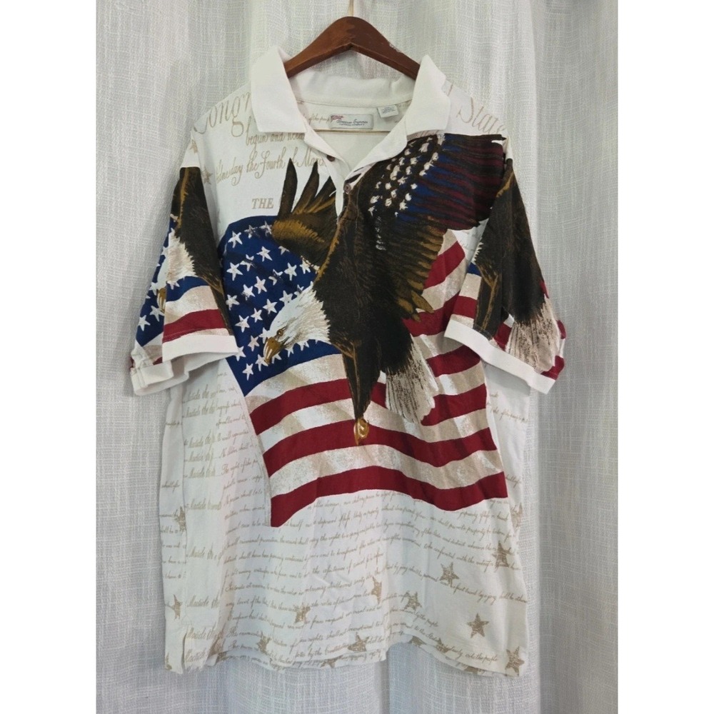 American Summer Decoration Of Independence Polo Shirt Size XXL Eagle
